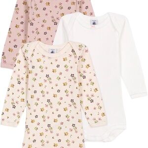 ISO Petit Bateau Floral Bodysuits NB 1M 3M
